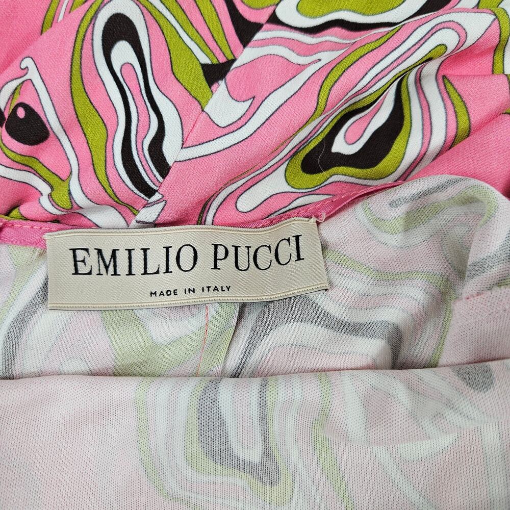 Emilio Pucci Midi Dress High-Neck Open Back Silk Blend Africana Print - 8 - Picture 5 of 9